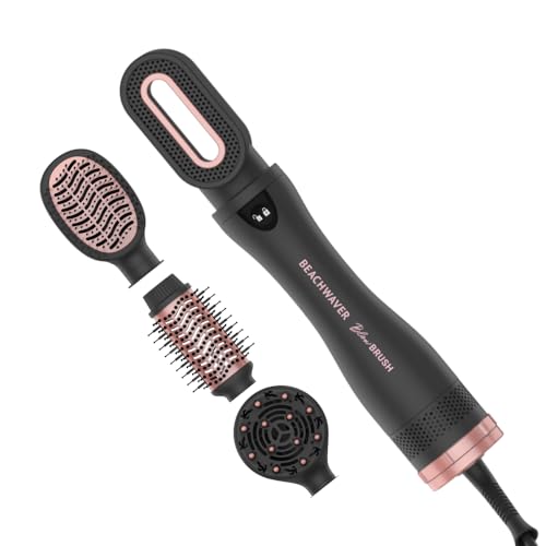Beachwaver Blow Brush - Midnight Rose | Versatile Blow-Dry Brush for All Hair Types W/interchangeable Attachments | 2 Speeds, 4 Heat Settings, and 4 Included Attachments - One Tool for Endless Looks!