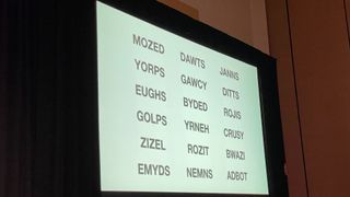 A list of words including MOZED, DAWTS, GOLPS, and ZIZEL