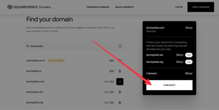 screenshot of squarespace domain page
