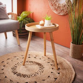 B&M natural rattan side table