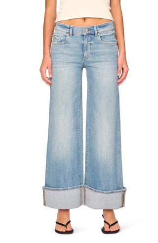 Hepburn Low Rise Wide Leg Cuffed Jeans