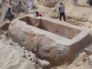 huge red sarcophagus