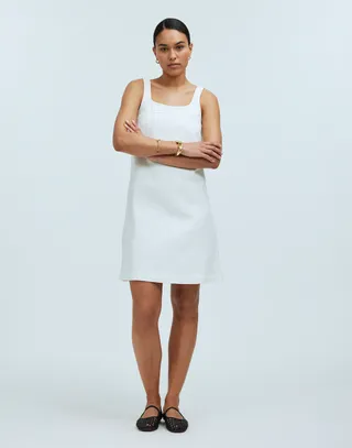 Madewell white Denim A-Line Sleeveless Mini Dress