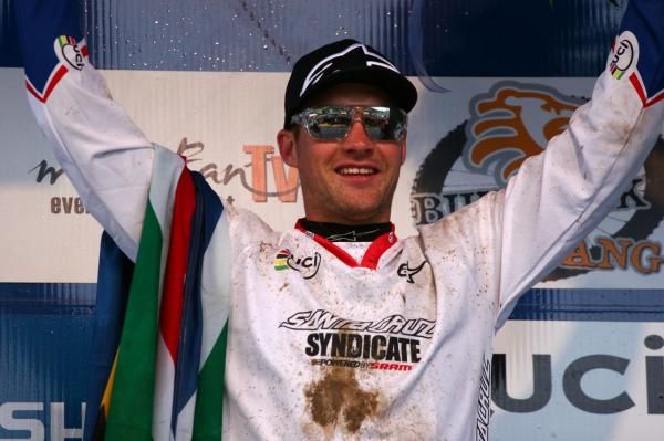 Greg Minnaar (Santa Cruz Syndicate) on the podium.
