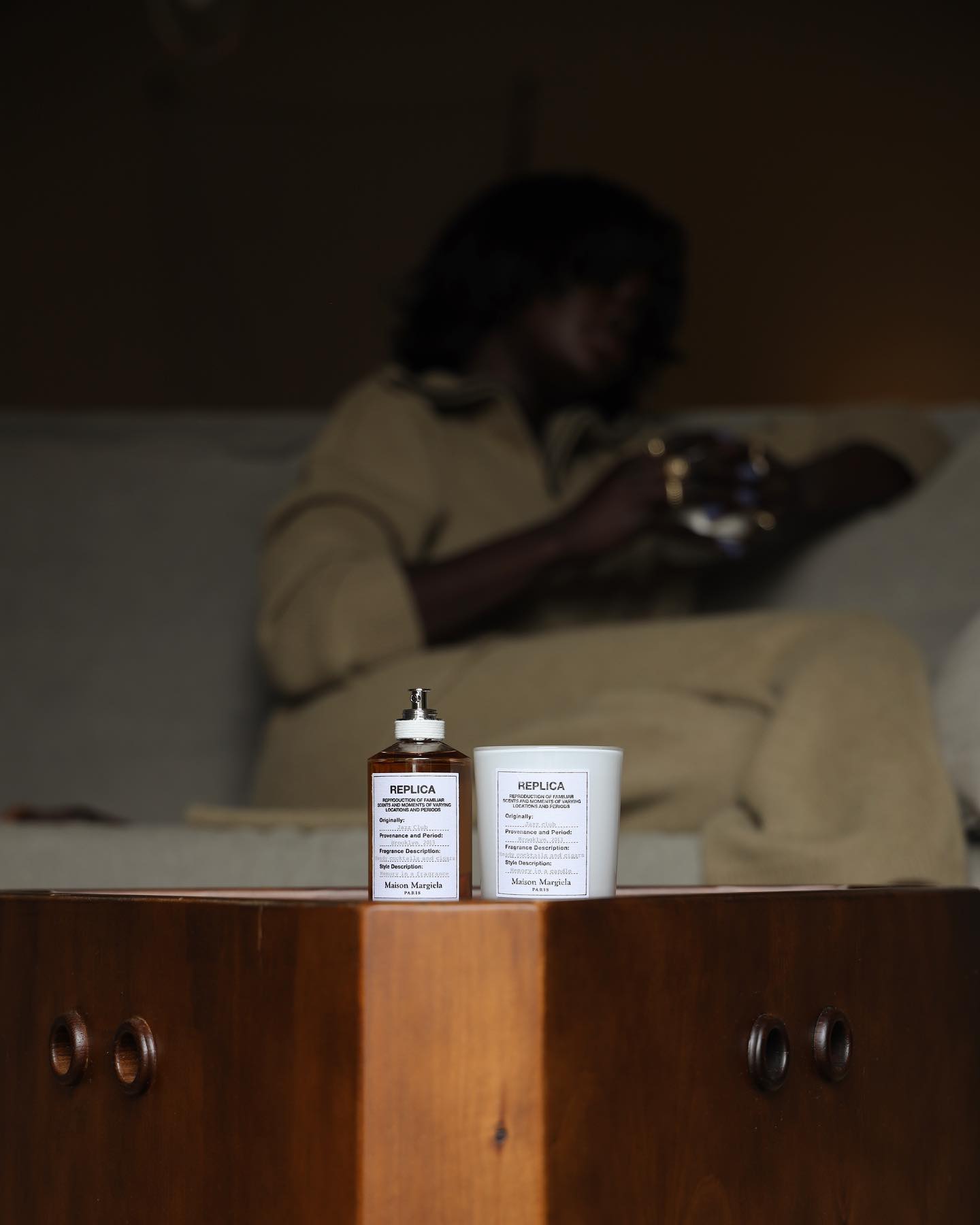 Maison Margiela's Replica Jazz Club Eau de Toilette and scented candle.