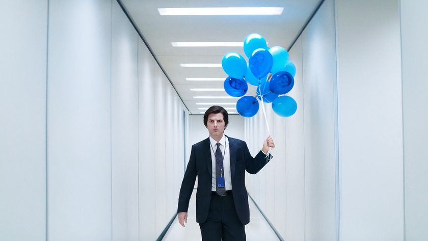 Mark Scout (Adam Scott) carries balloons down a liminal hallway in Severance season 2