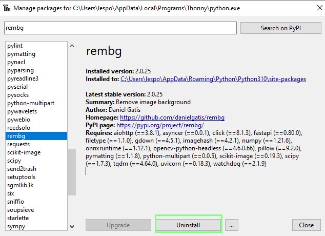 Remove background from image in Python