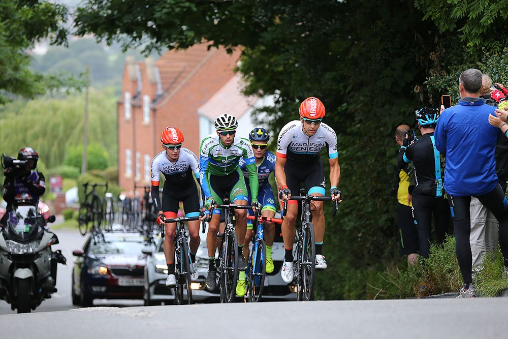The breakaway in action during stage 4 at the Tour of Britain
