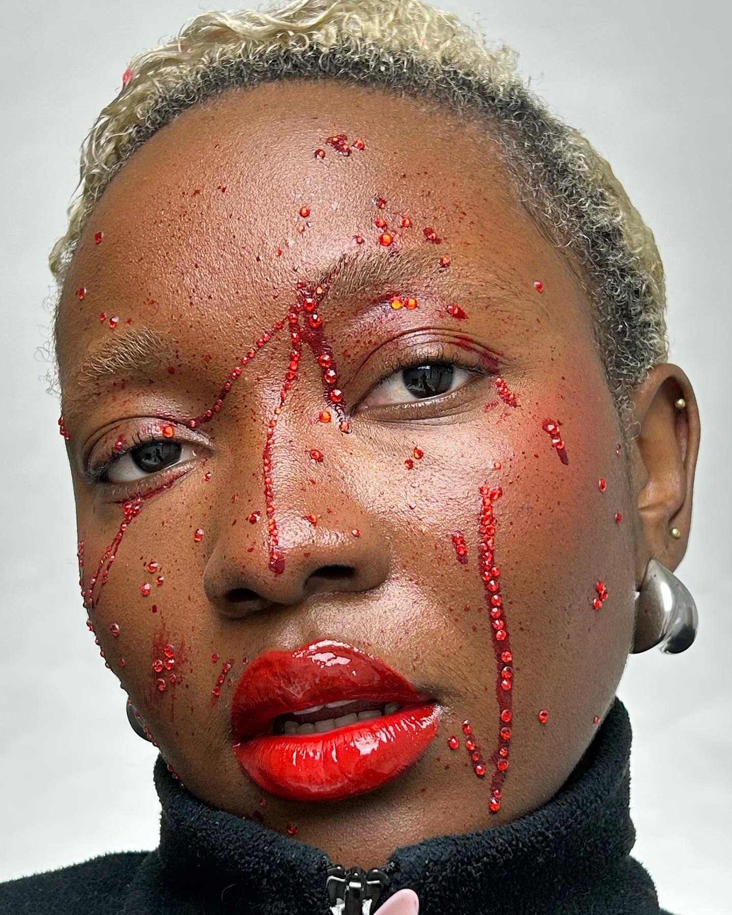 Image of makeup artist Lynda Florae wearing Halloween makeup.