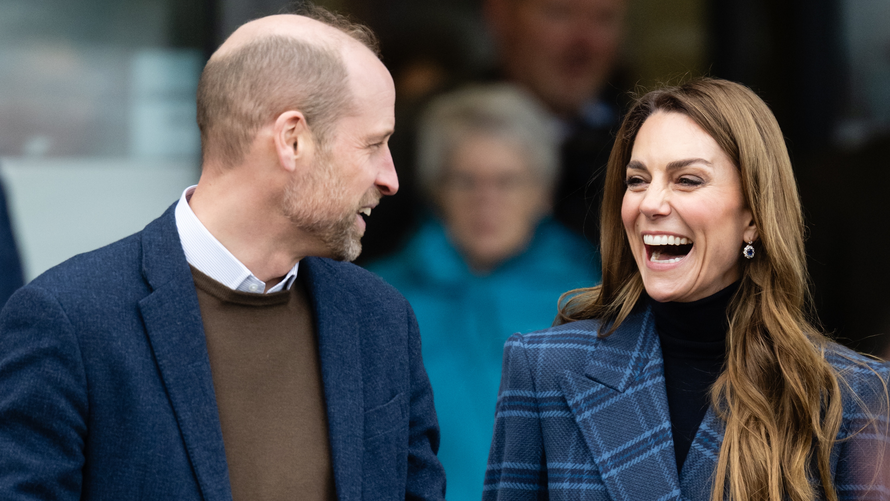 Catherine, Princess of Wales and Prince William, Prince of Wales laugh as they depart the National Curling Academy on January 20, 2026