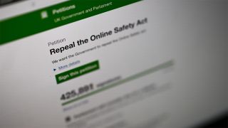 Image showing "Repeal the Online Safety Act" petition on the UK petitions website