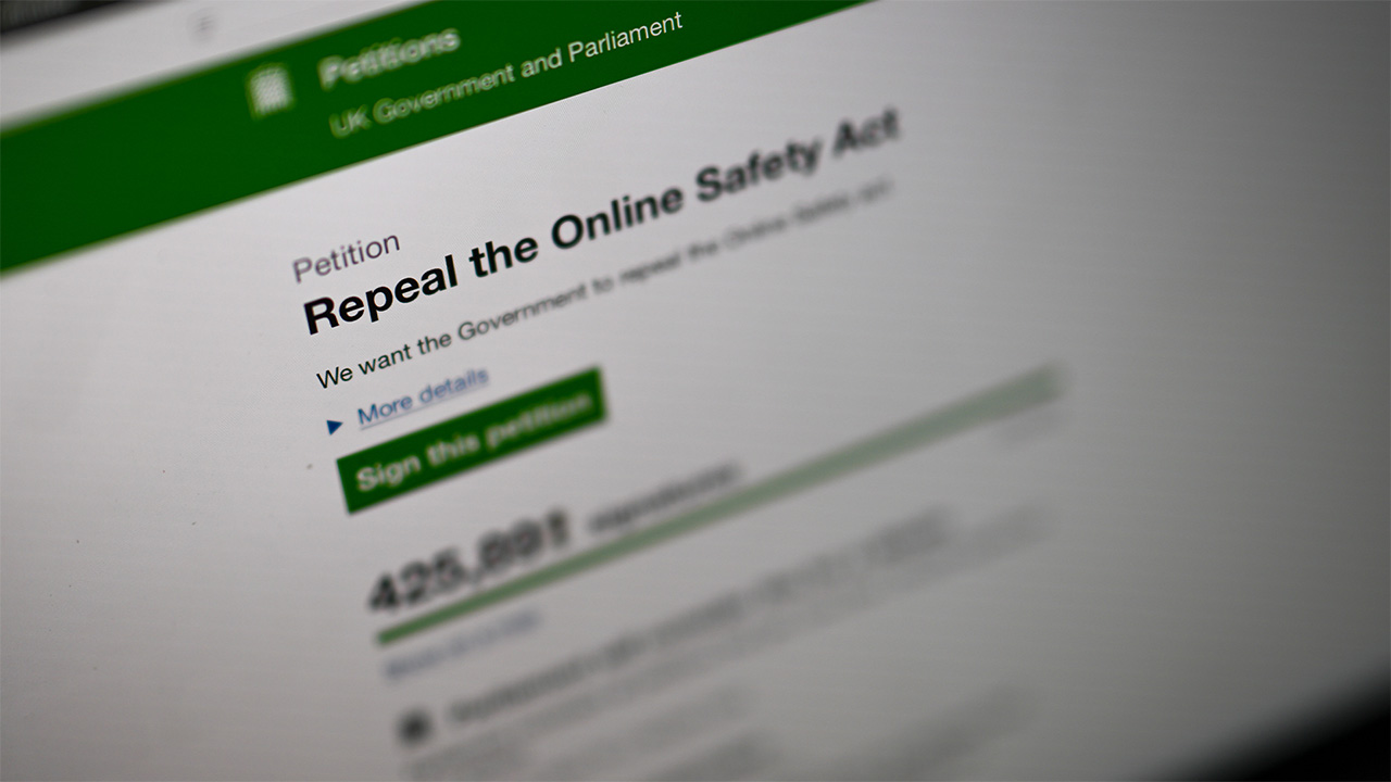 Image showing &quot;Repeal the Online Safety Act&quot; petition on the UK petitions website