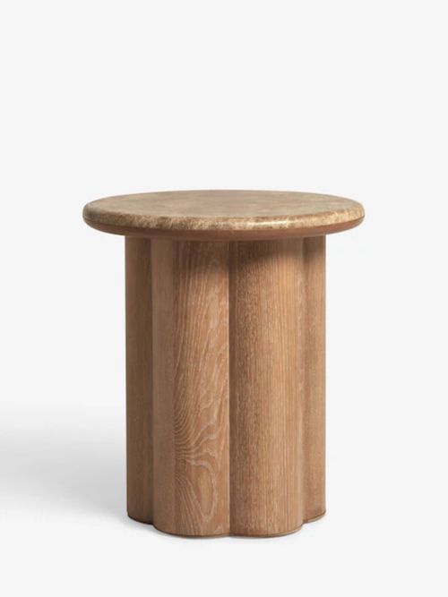 Aviano Oak Veneer and Marble Side Table