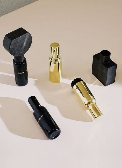 Golden and black perfume bottles