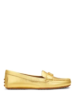 Lauren Ralph Lauren Barnsbury Leather Loafers, Gold