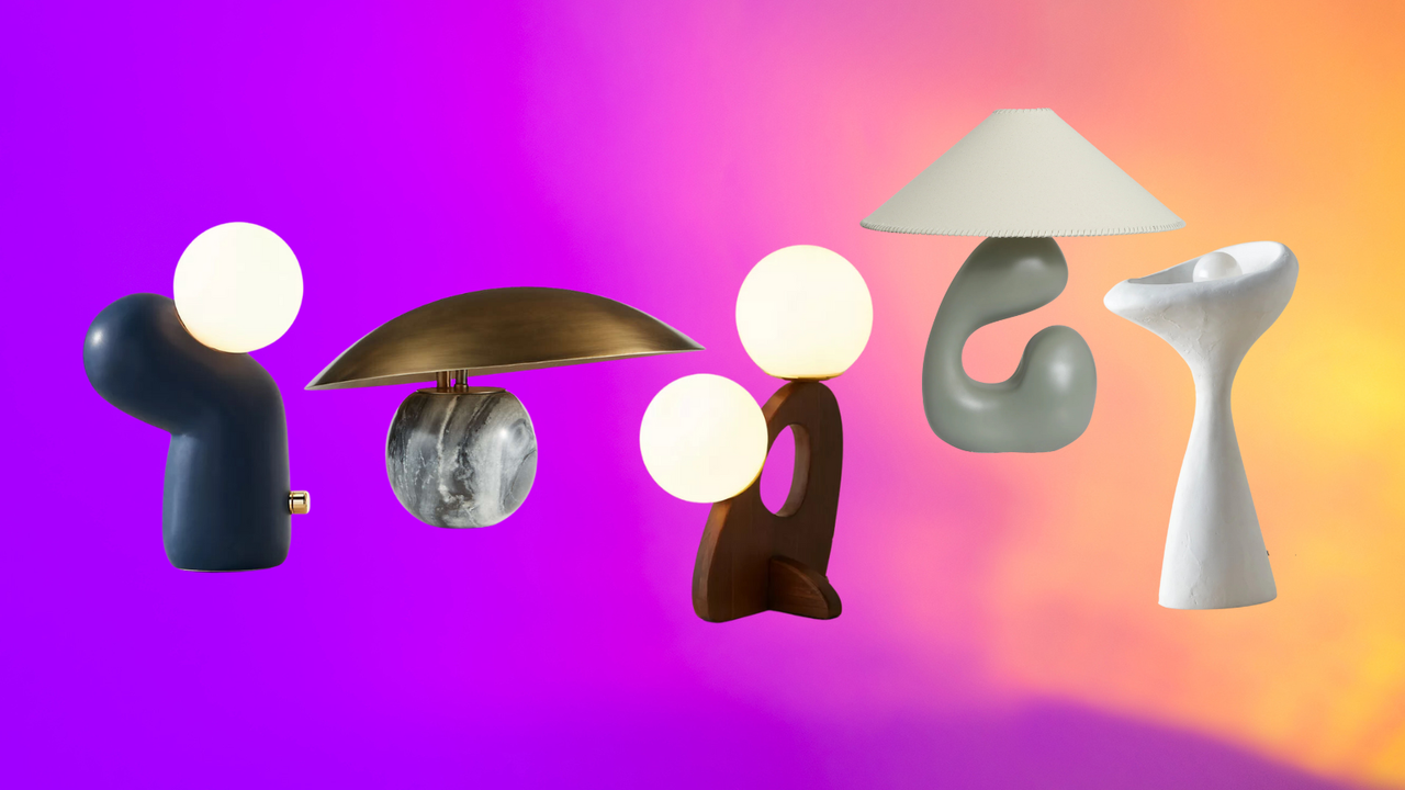 modern table lamps on a colorful background