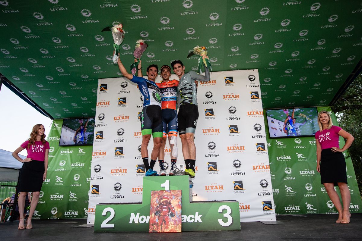 Marco Canola takes centre stage after winning stage 4 of the Tour of Utah