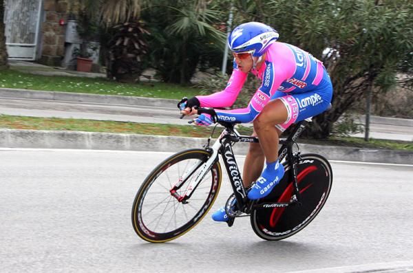 Adriano Malori (Lampre - ISD) finished third in the 9.3km time trial.