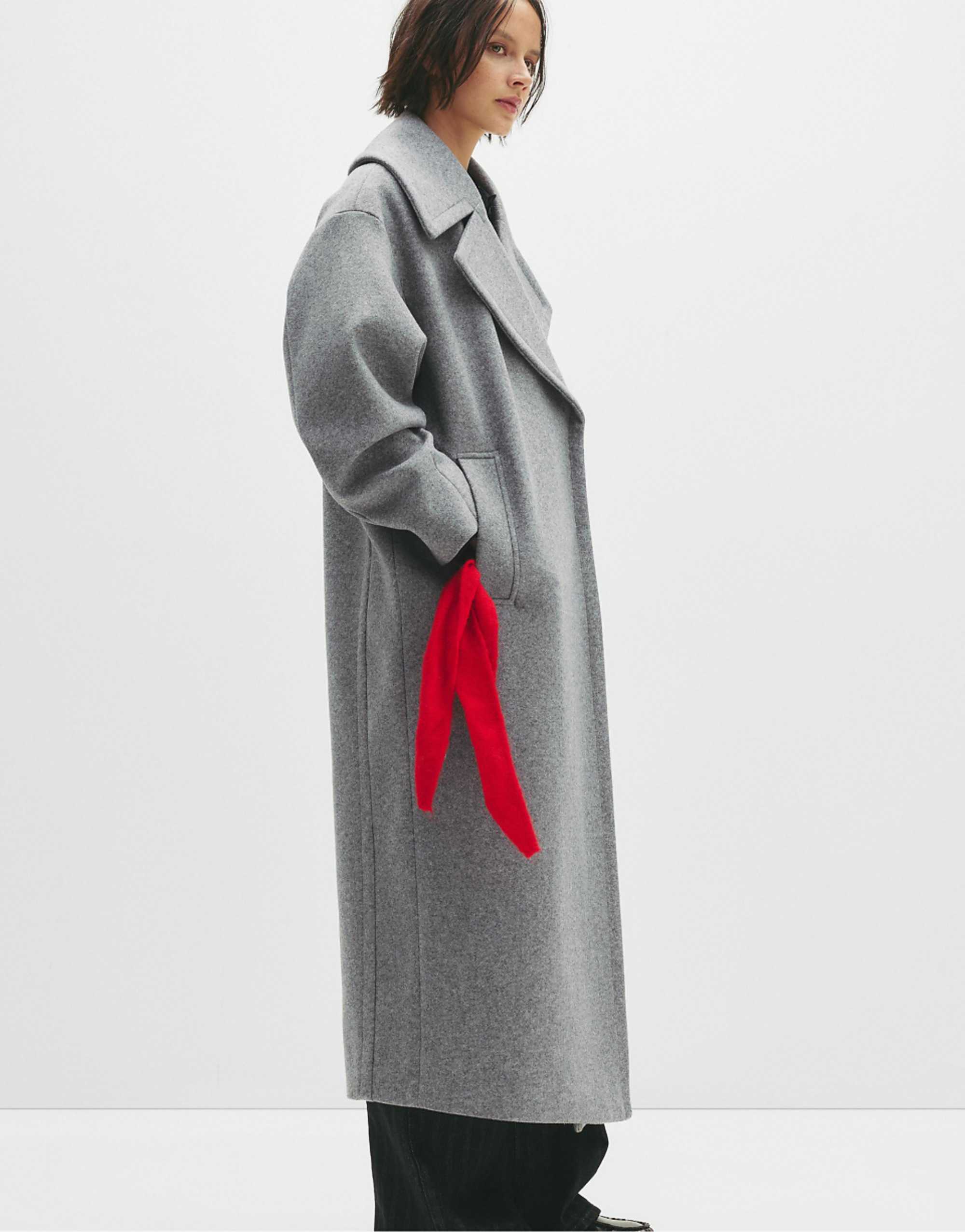 Pull&amp;bear Soft Felt Texture Coat in Grey Marl