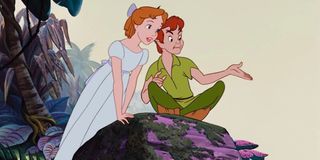 Wendy and Peter Pan in disney classic movie