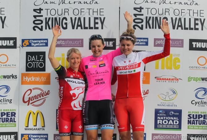 The final podium: Ruth Corset, Rebecca Wiasak (Suzuki Brumby&rsquo;s) and Ashlee Ankudinoff (Specialized Securitor)