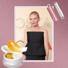 kirsten dunst with beauty products at the oscars