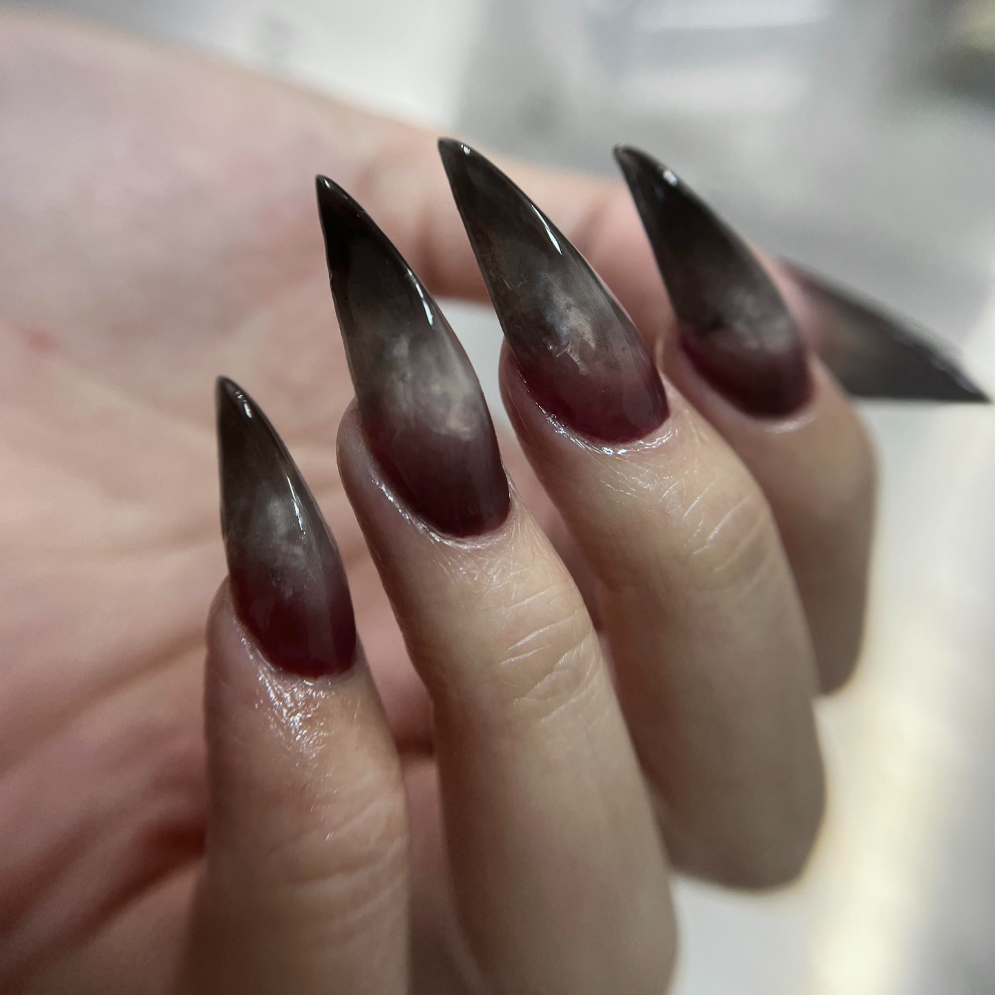 Black tourmaline crystal-inspired nails