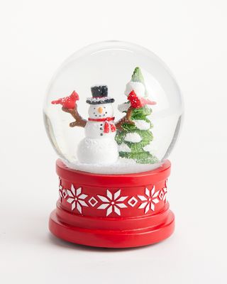 Snowman and Cardinals Musical Snow Globe