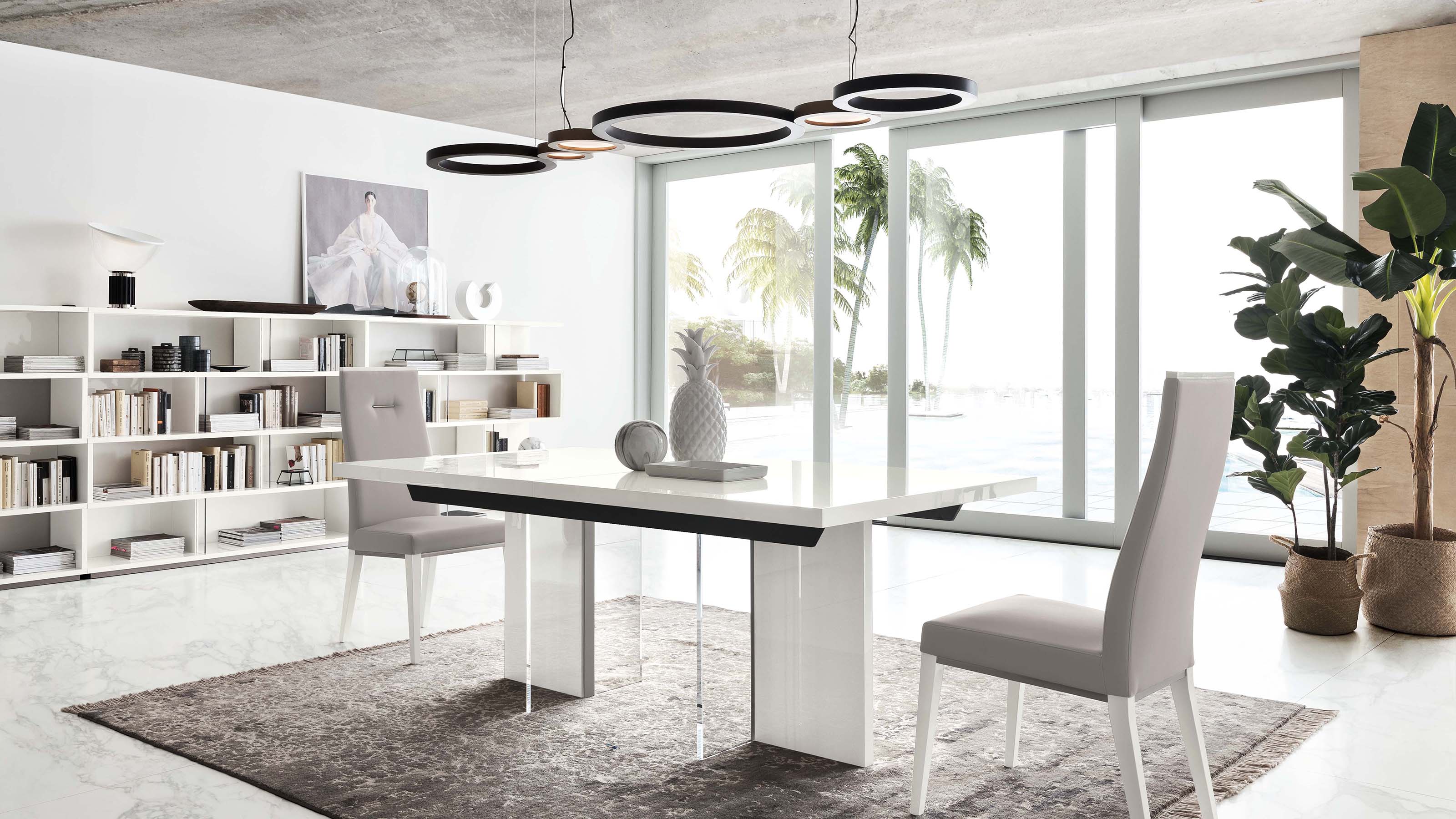 Modern white deals dining room set