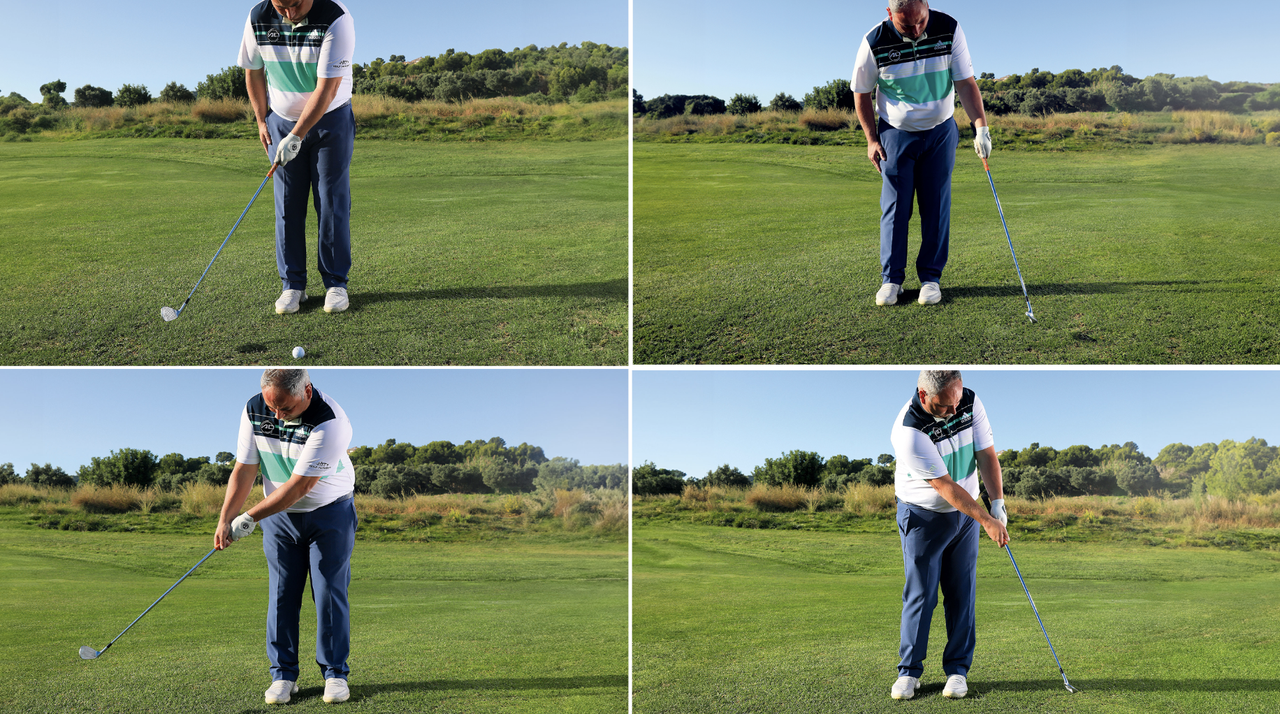 Alistair Davies demonstrates chipping drills in golf