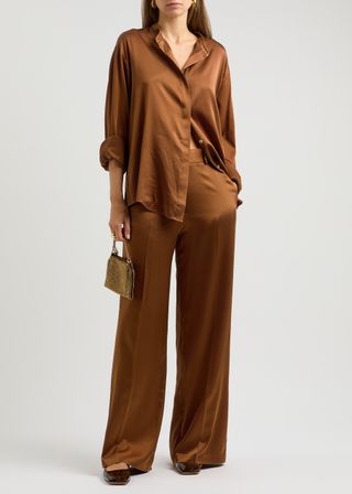 Wide-Leg Stretch-Silk Trousers