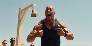 The Rock flexing in Baywatch