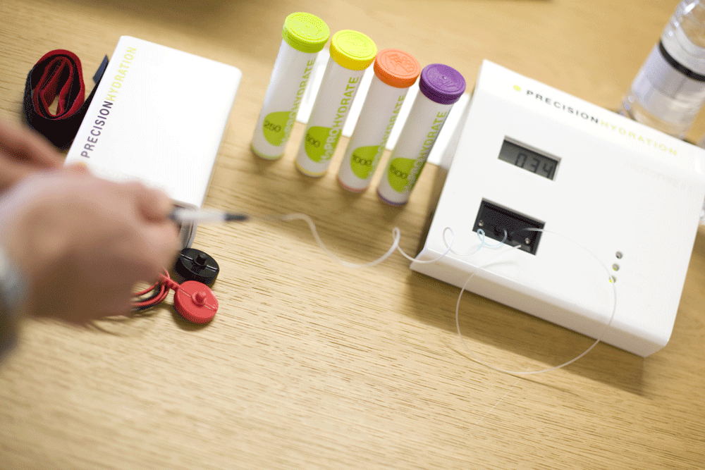 Cyclist completing a sweat test