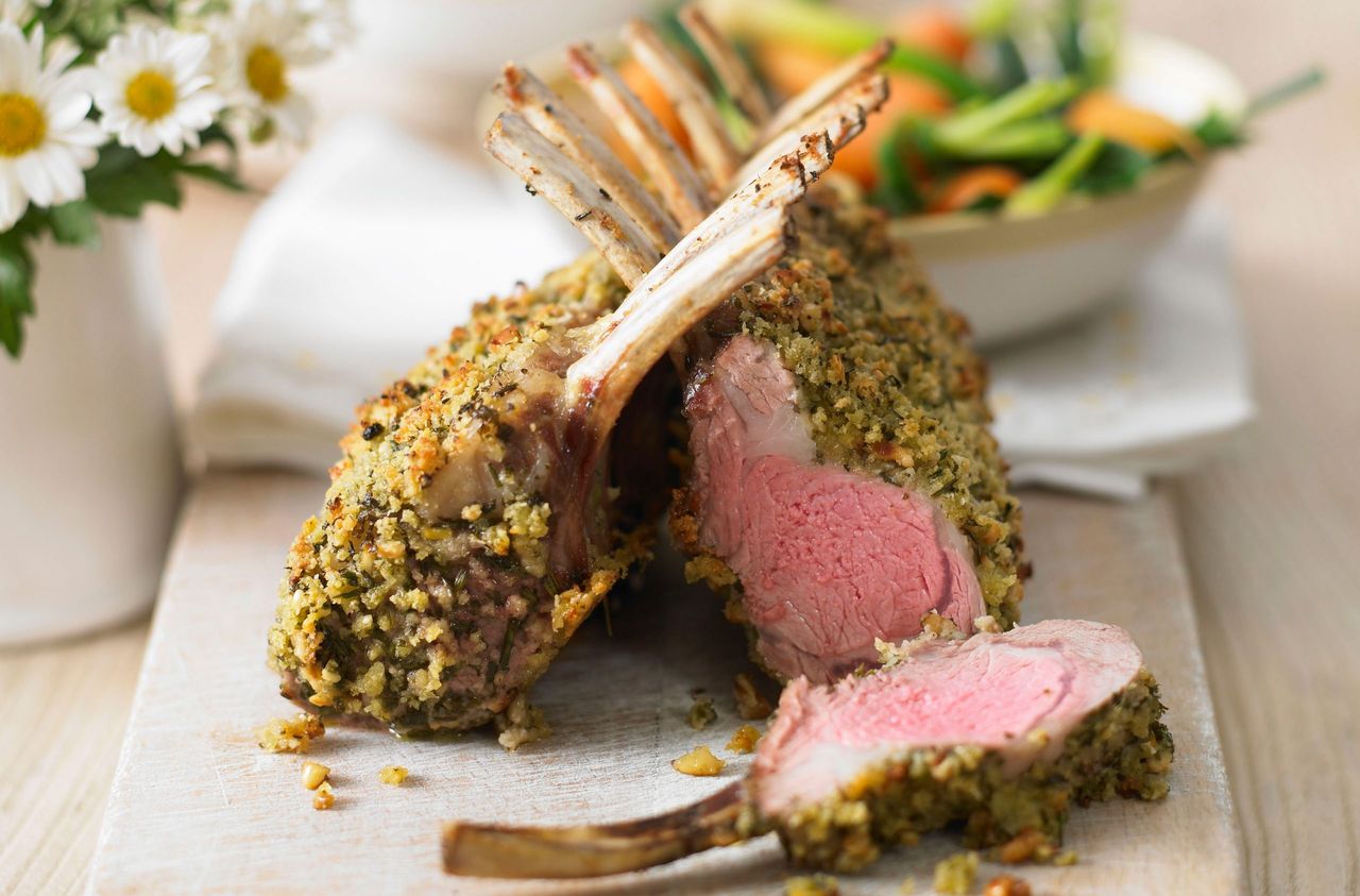 Lemon and herb crusted rack of lamb