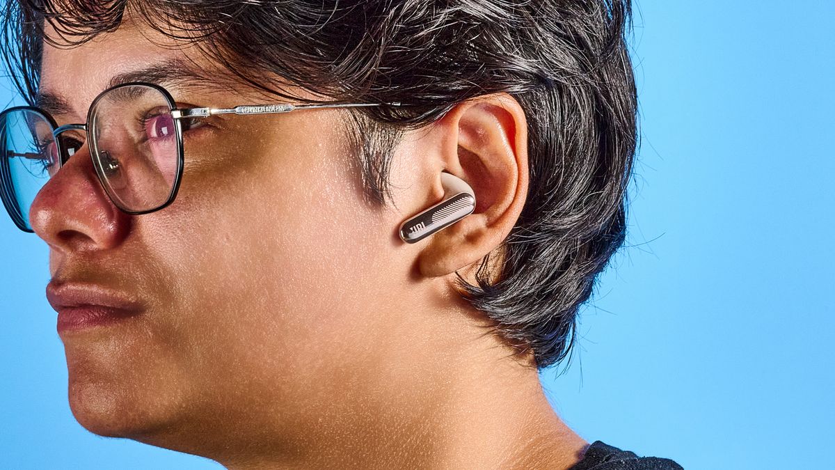 JBL Live Flex 4 earbuds in a person's ear