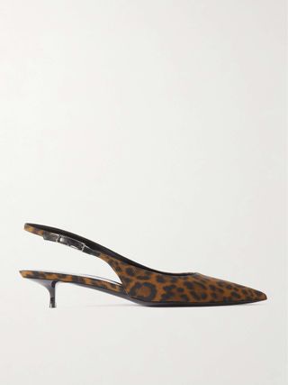 Cherish Leopard-Print Grosgrain Slingback Pumps