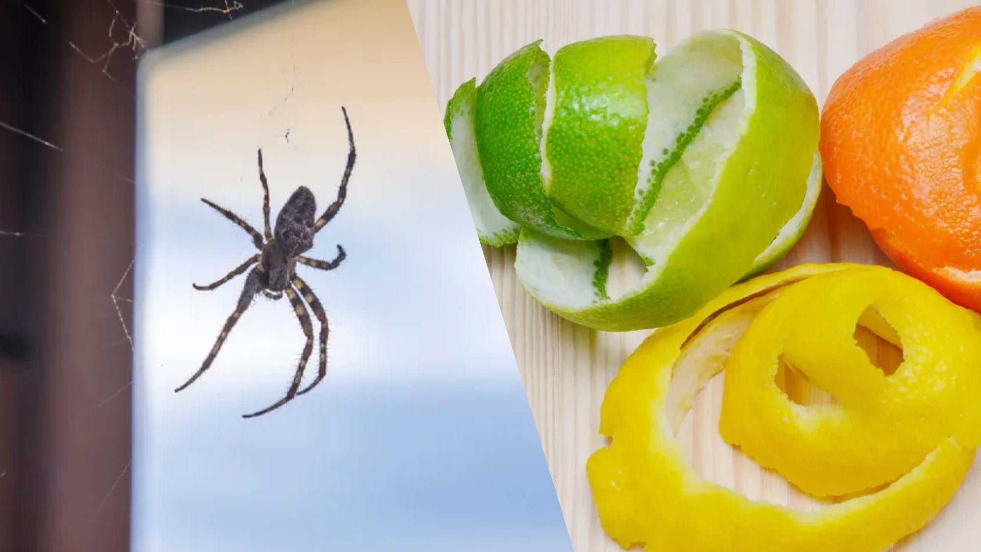 Spider next to citrus peels