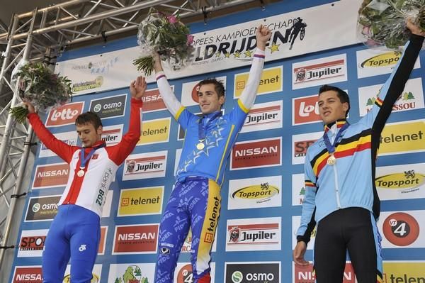 The 2009 European Championship podium: Pawel Szczepaniak (Poland), Robert Gavenda (Slovakia), Tom Meeusen (Belgium)