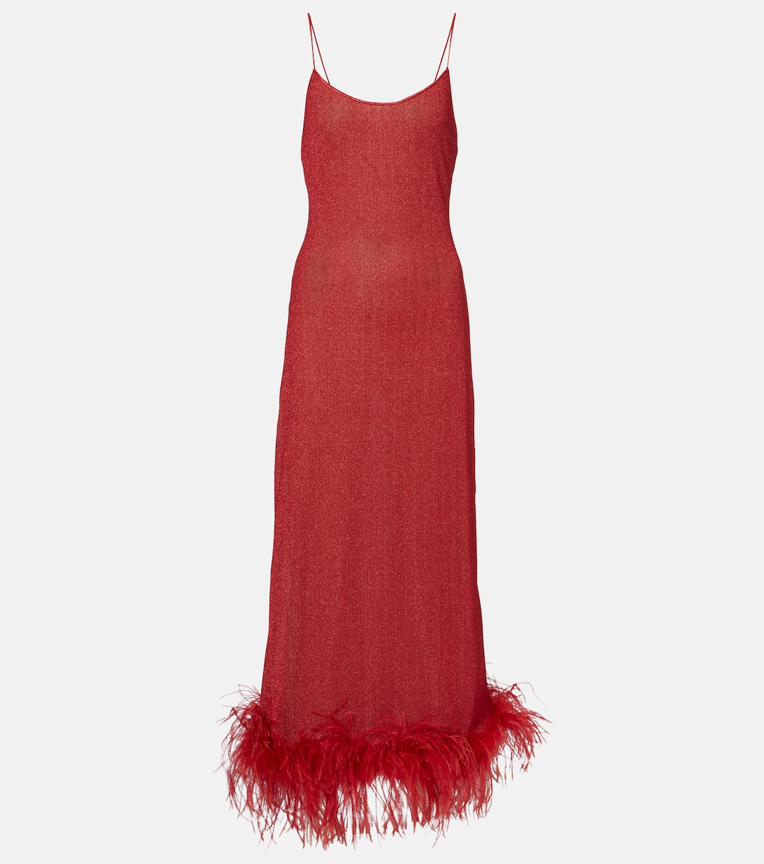 Lumi&amp;egrave;re Plumage Maxi Dress in Red - Oseree