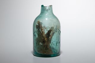Archaeologists found the bottle at a Civil War-era site on the median of Interstate 64 in York County, Virginia.