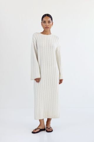 Noma Cable Knit Dress, Cream