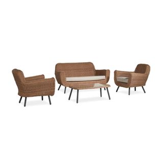 A rattan outdoor lounge set