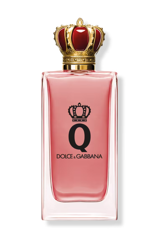 A bottle of Dolce & Gabbana perfume against a white background.