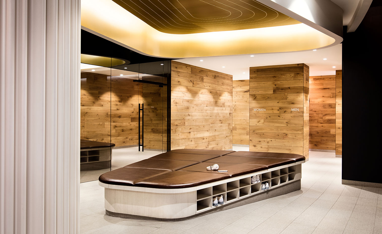 Changing room at Equinox health club gym, Miracle Mile, Los Angeles