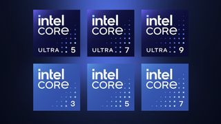 The badges for Intel Core and Intel Core Ultra processors