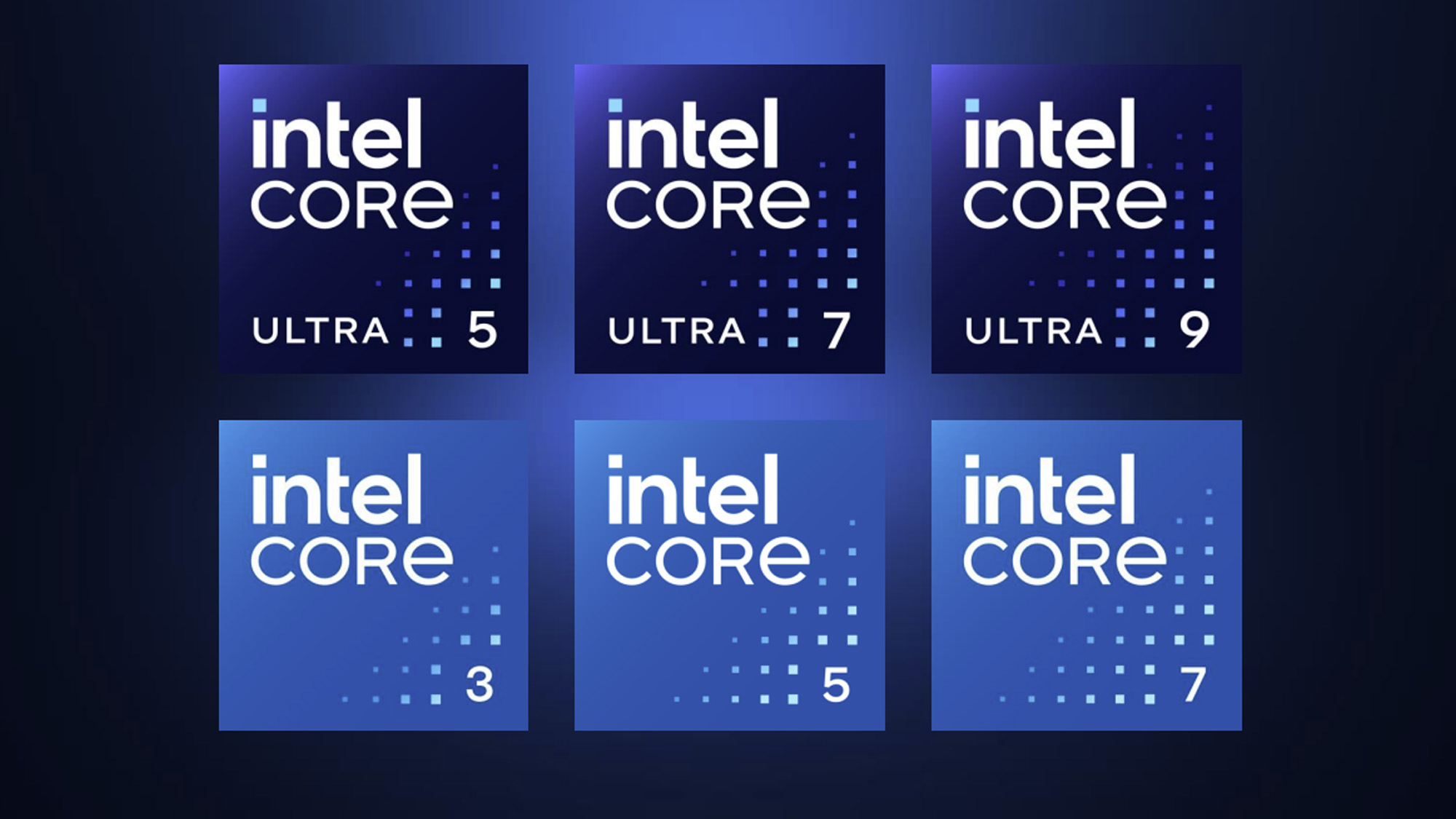 Las insignias para los procesadores Intel Core e Intel Core Ultra