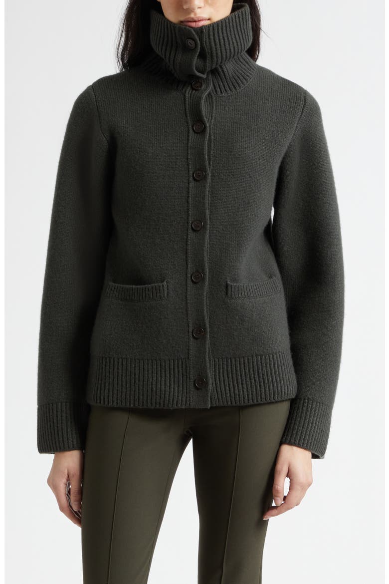 Double Face Wool Blend Turtleneck Cardigan