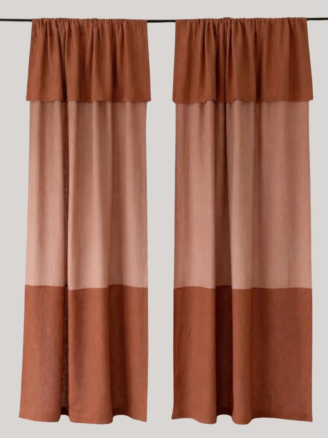 AtelierVesta, Color Block Linen Curtain With Valance