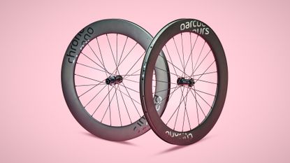 A pair of Parcours Chrono aero road wheels