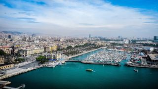 view of Barcelona city and port